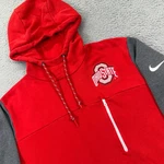 Ohio State Buckeyes Nike Hoodie Mens Medium Red Grey Color Block Fleece Pullover. Fixed Price $38.99.