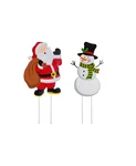 Glitzhome Metal Santa And Snowman Yard Stake Wall Decor, Set Of 2. Fixed Price $39.99.
