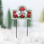 Merry Christmas Stand White Plaque Metal With Holiday Decor. Fixed Price $31.99.