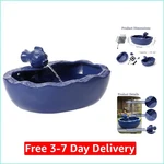 Smart Solar Ceramic Koi Fountain, Blue Glazed Finish, 11IN. Fixed Price $95.47.