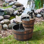 Old Fashioned Water Pump Barrel Fountain Fir Wood Outdoor Backyard Oasis Cor. Fixed Price $80.99.