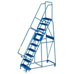 Global Industrial 10 Step Steel Rolling Ladder With 24"W Perforated Blue. Fixed Price $1150.00.