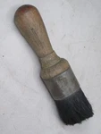 Vintage Antique Wooden Handled Brush Tool Metal Collar Round Parts Cleaner. Fixed Price $30.00.