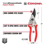 Corona High-carbon Steel Bypass Hand Pocket Pruner With Cushion Grip !!!!!!!!!!!. Fixed Price $19.99.
