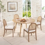 Panama 18.5" Curved Cane Rattan Side Dining Chair, Set Of 2, Ivory White Boucl. Fixed Price $707.66.