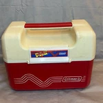 Vintage Coleman Lunch Box Cooler Red Cream Retro Classic Handle Storage Containe. Fixed Price $40.00.
