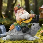 Garden Solar Gnomes Outdoor Statues With Turtle Flower Decor For. Fixed Price $27.99.