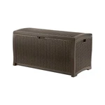 Suncast 99 Gallon Resin Wicker Patio Outdoor Storage Container For Toys, Furn.... Fixed Price $206.89.