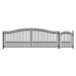 Aleko Prague Style Garden Yard 18' Dual Black Driveway Gate With Pedestrian. Fixed Price $3499.00.
