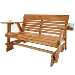 Patio Glider Bench With Cup Holders Wood Porch Chair 800LBS. Fixed Price $124.49.
