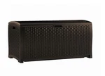 Suncast DBW9200 99 Gallon Outdoor Wicker Resin Patio Storage Chest Bin With Hand. Fixed Price $129.05.