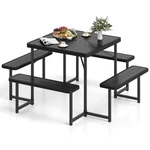 Picnic Bench Set For 4-8 People W/ Umbrella Hole All-weather Hdpe Tabletop. Fixed Price $145.99.