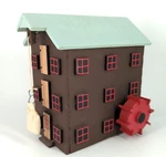 Primitive Mill Water Wheel Vtg Hand Painted Wooden Folk Art House Signed. Fixed Price $28.00.