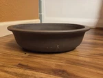 Japanese Tokoname Unglazed Brown Oval Heavy Bonsai Pot 9.75"X12.75"X3.5". Fixed Price $60.00.