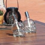 Glass/aluminum Grinning Skull Tabletop Torches - Clear Set Of 2 By Sunnydaze. Fixed Price $21.67.