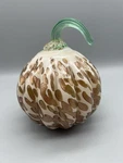 Art Glass Hand Blown Pumpkin Leopard Tortoiseshell Pattern Ribbed Stem 7. Fixed Price $25.00.