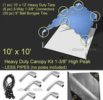 10'X10' Heavy Duty 1-3/8'' High Peak Canopy Kit Silver *pipe Poles Not Included. Fixed Price $103.99.