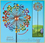 Colorful Metal Double Wind Spinner Stake Outdoor Yard Garden Home Art Decor 5'. Fixed Price $34.98.