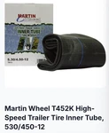 Martin Wheel T452K Inner Tube 5.30/4.50-12, 12" Rim, Butyl Rubber TR13 Valve. Fixed Price $24.50.