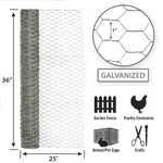Garden Craft 163625 Galvanized Silver 20 Ga. Poultry Netting Ft. X H In.. Fixed Price $28.82.
