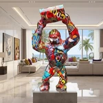 14.5" Graffiti Pop Art Gorilla Statue King Kong Resin Sculpture Indoor Outdoor. Fixed Price $216.47.