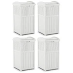 Suncast Trash Can Hideaway Outdoor 33 Gallon Garbage Waste Bin, White (4 Pack). Fixed Price $251.99.