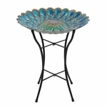 Teamson Home 18" Outdoor Solar Glass Flower Mosaic Birdbath W/ Led Lights, Blue. Fixed Price $64.99.