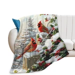 Christmas Blanket Cozy Plush Red Birds Throw Fuzzy Flannel Fleece 50X40. Fixed Price $34.47.