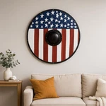 Viking Gokstad Shield American Flag Round Larp Reenactment Wall Decor. Fixed Price $176.00.