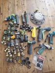 Lot Of Garden Hose Connectors Fittings Brass Plastic Orbit Dramm Nelson Sprikler. Fixed Price $35.00.