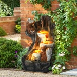 Outdoor Water Fountain With Led Lights, 5-TIER Squirrels Mushroom Bowls. Fixed Price $79.99.