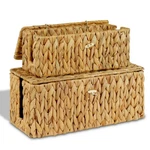 2 Pack Hand-woven Floor Cord Covers With Lid, Water Hyacinth Open Slots .... Fixed Price $58.93.