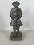 Vintage Early 7.5" Cast Iron Colonial Soldier Uniform Heavy Decor Book End Gray. Fixed Price $35.00.