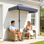 Outsunny 7.5FT Half Umbrella Patio Parasol Shade, Crank Handle, Dark Blue. Fixed Price $51.71.
