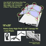 18X20 Ft Heavy Duty 1-3/8'' High Peak Carport Canopy Kit*pipe Poles Not Included. Fixed Price $165.99.